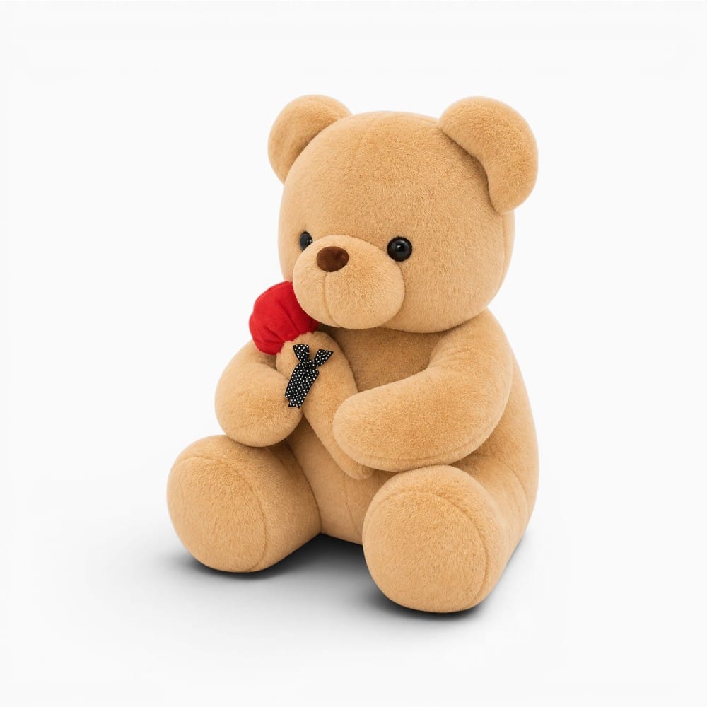 kuscheltierland Braun Beige Teddybär Plüschtier mit Rose