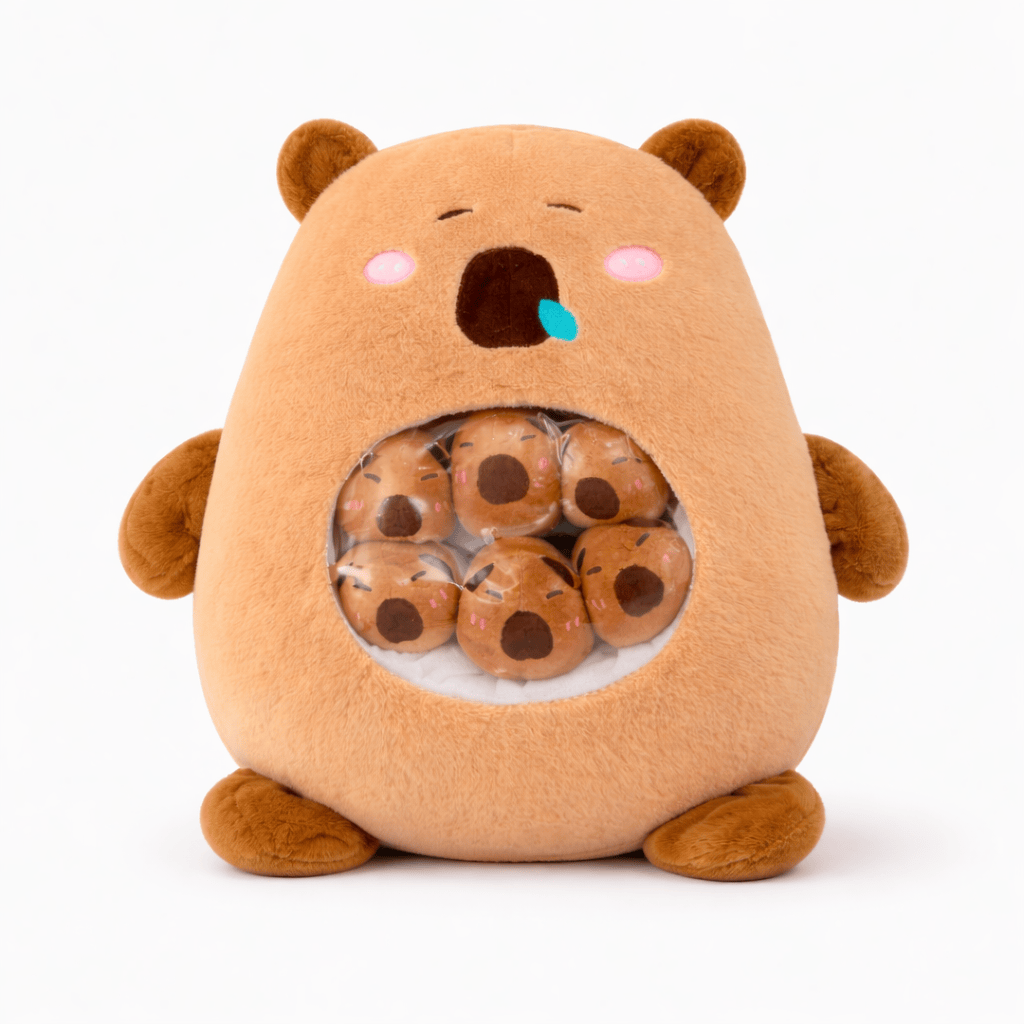 kuscheltierland 30cm Capybara Plüschtier Kissen mit Snack Fach