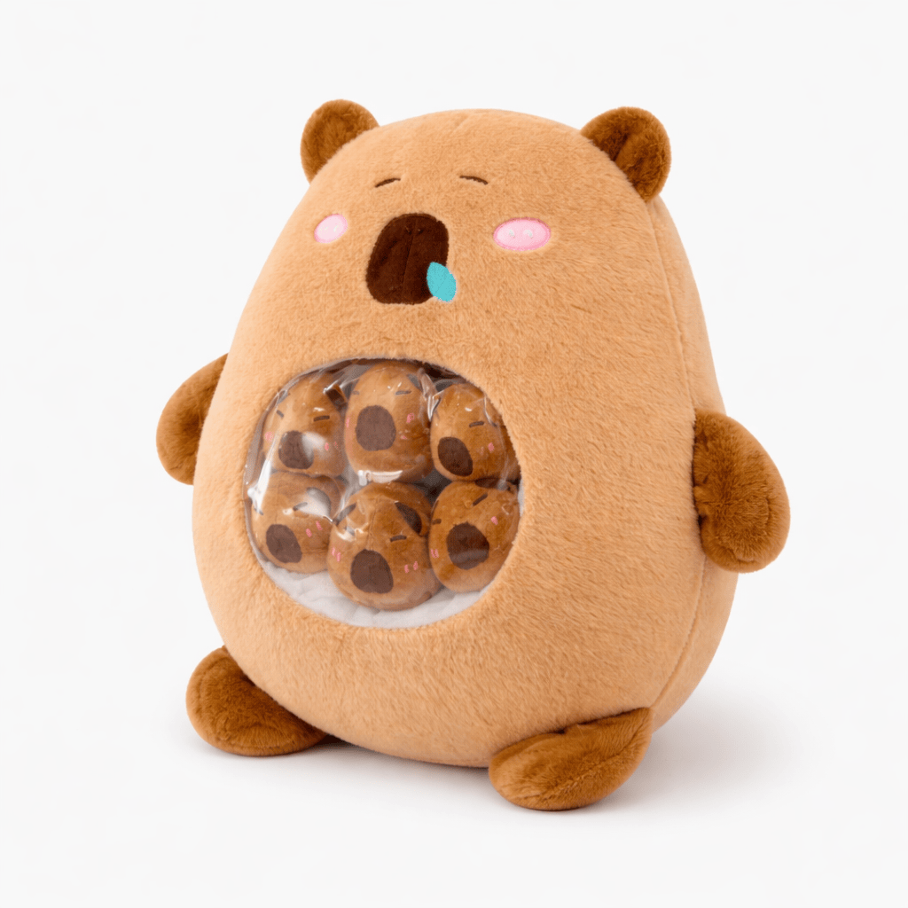 kuscheltierland 30cm Capybara Plüschtier Kissen mit Snack Fach