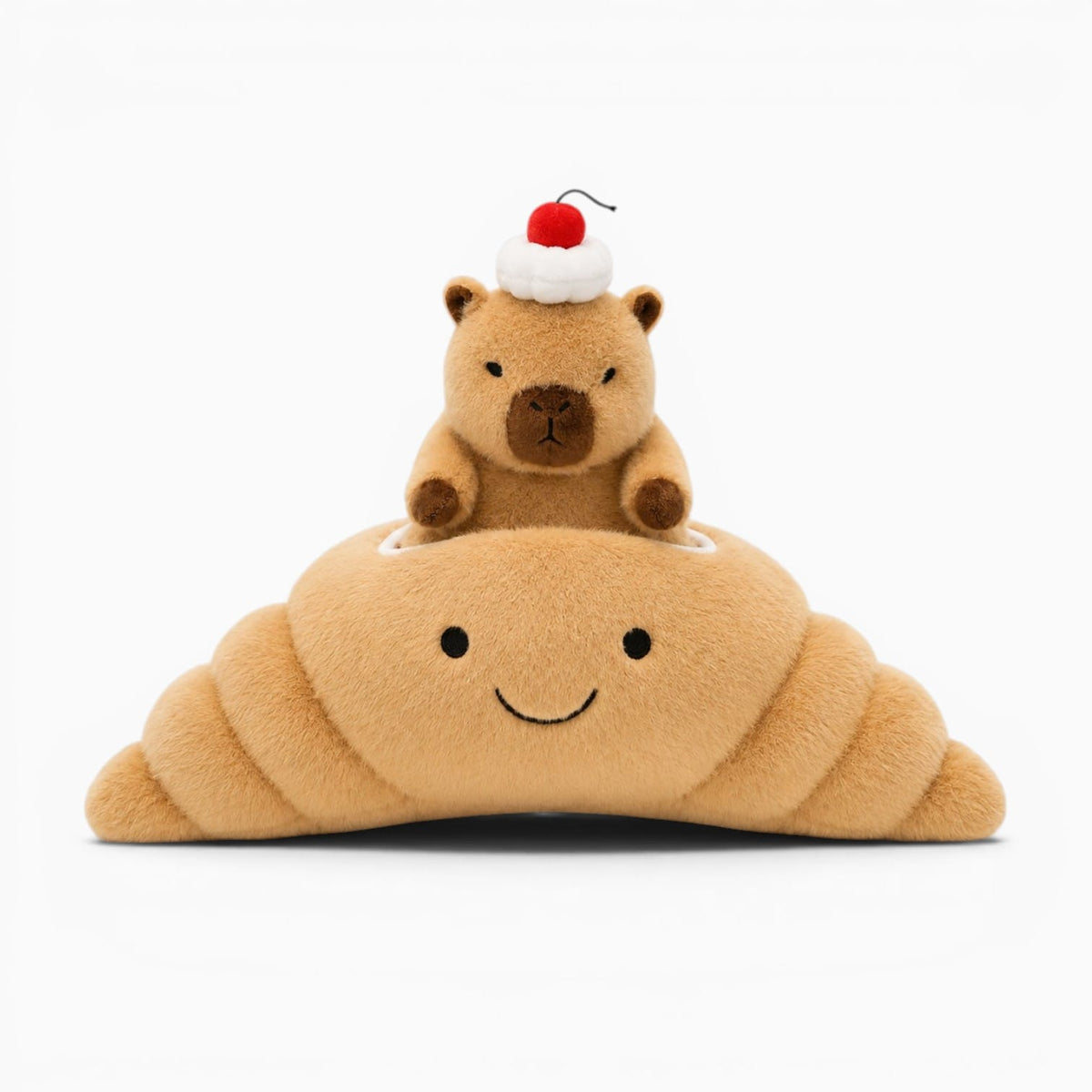 kuscheltierland A / 20CM Kapibala Smile Croissant Cup cake Plush Toy Cute Dessert Break Capybara Stuffed Doll Funny Food Home Decor Kid Birthday Gift