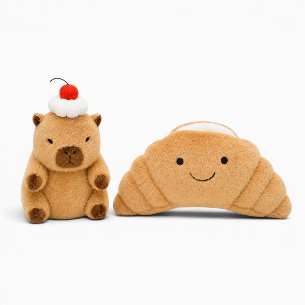 kuscheltierland A / 20CM Kapibala Smile Croissant Cup cake Plush Toy Cute Dessert Break Capybara Stuffed Doll Funny Food Home Decor Kid Birthday Gift