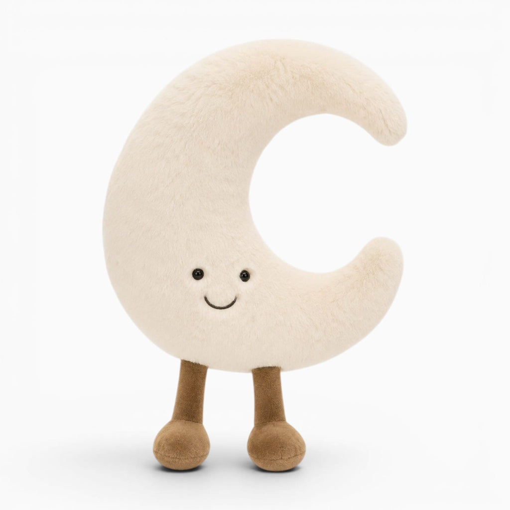kuscheltierland Adorable Smile Face White Moon Yellow Sun Plushie Stuffed Cute Cartoon Weather Plush Toy for Kid Bedroom Decor Sofa Throw Pillow