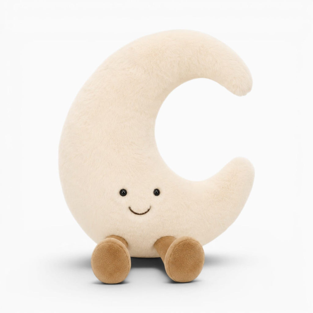 kuscheltierland Adorable Smile Face White Moon Yellow Sun Plushie Stuffed Cute Cartoon Weather Plush Toy for Kid Bedroom Decor Sofa Throw Pillow