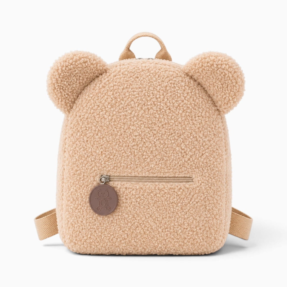 kuscheltierland Beige Beigefarbener Plüsch-Rucksack mit Bärenohren