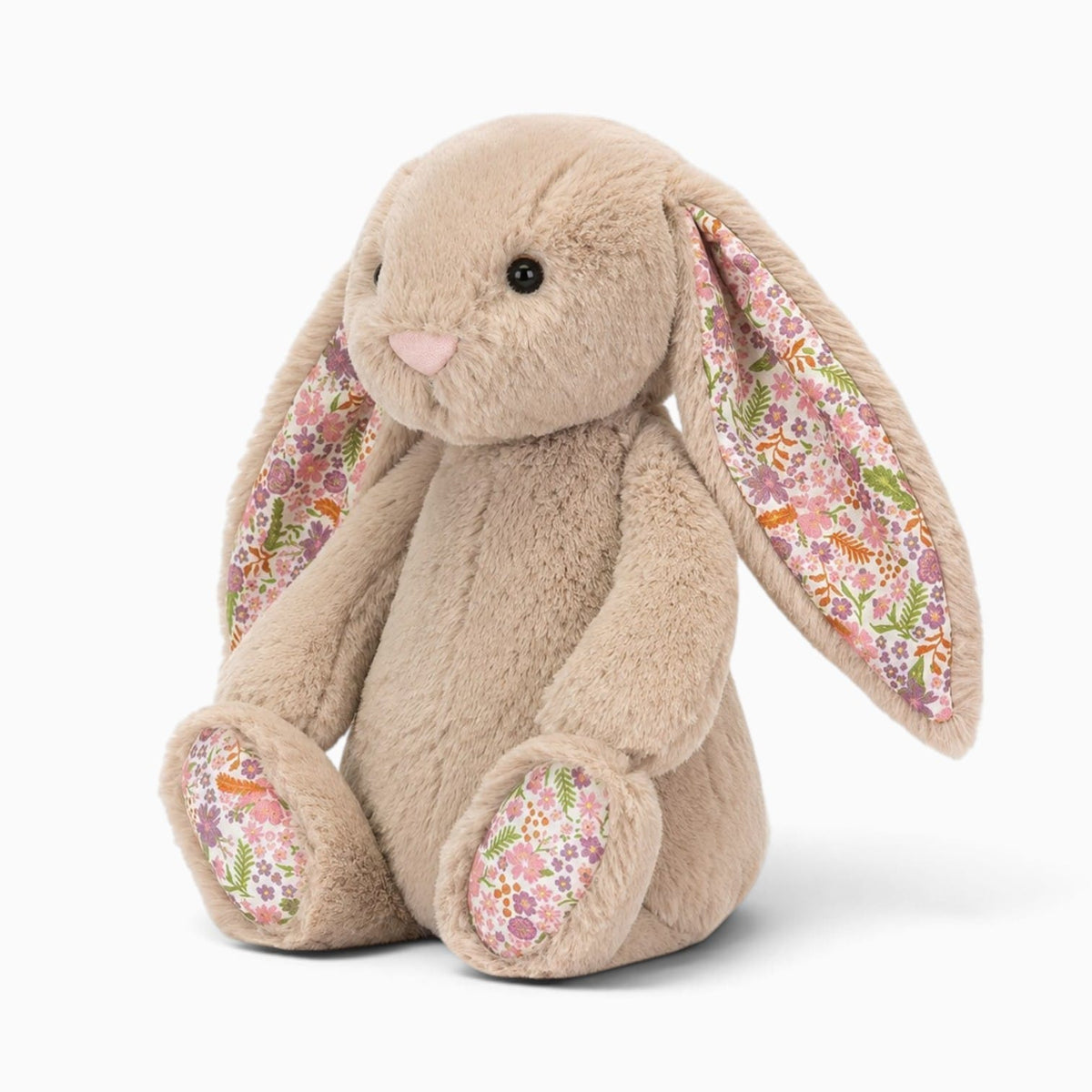kuscheltierland Beige Beigefarbenes Hasen-Kuscheltier mit Blumenmuster