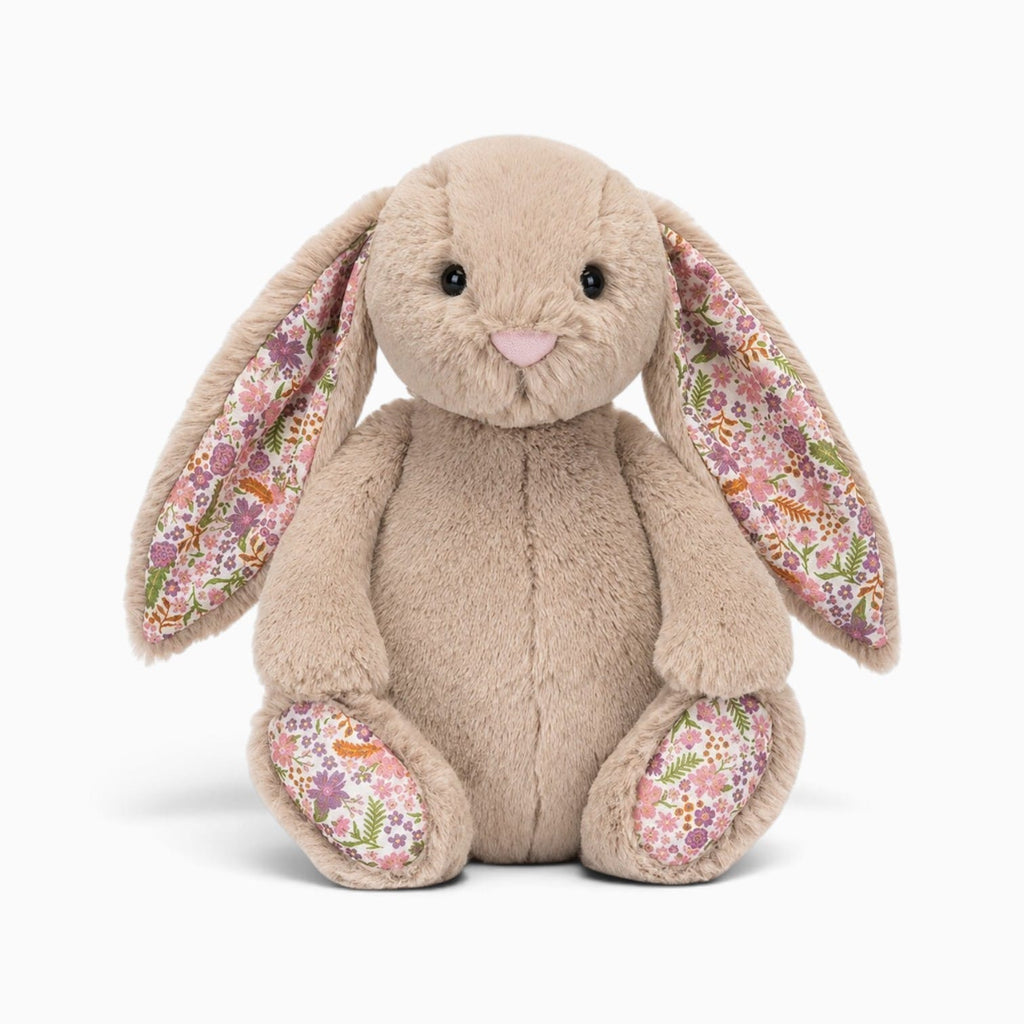 kuscheltierland Beige Beigefarbenes Hasen-Kuscheltier mit Blumenmuster