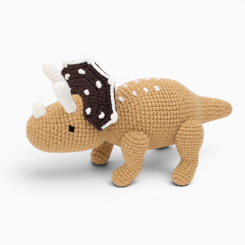 kuscheltierland Beige Beiges gehäkeltes Triceratops Kuscheltier