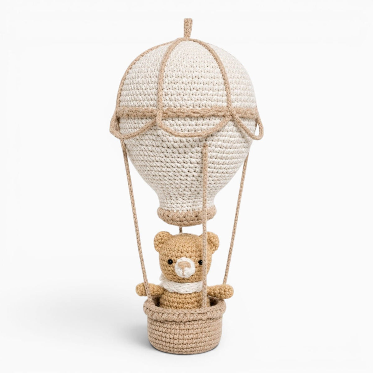 kuscheltierland Beige Gehäkelter Heißluftballon mit Bären Kuscheltier