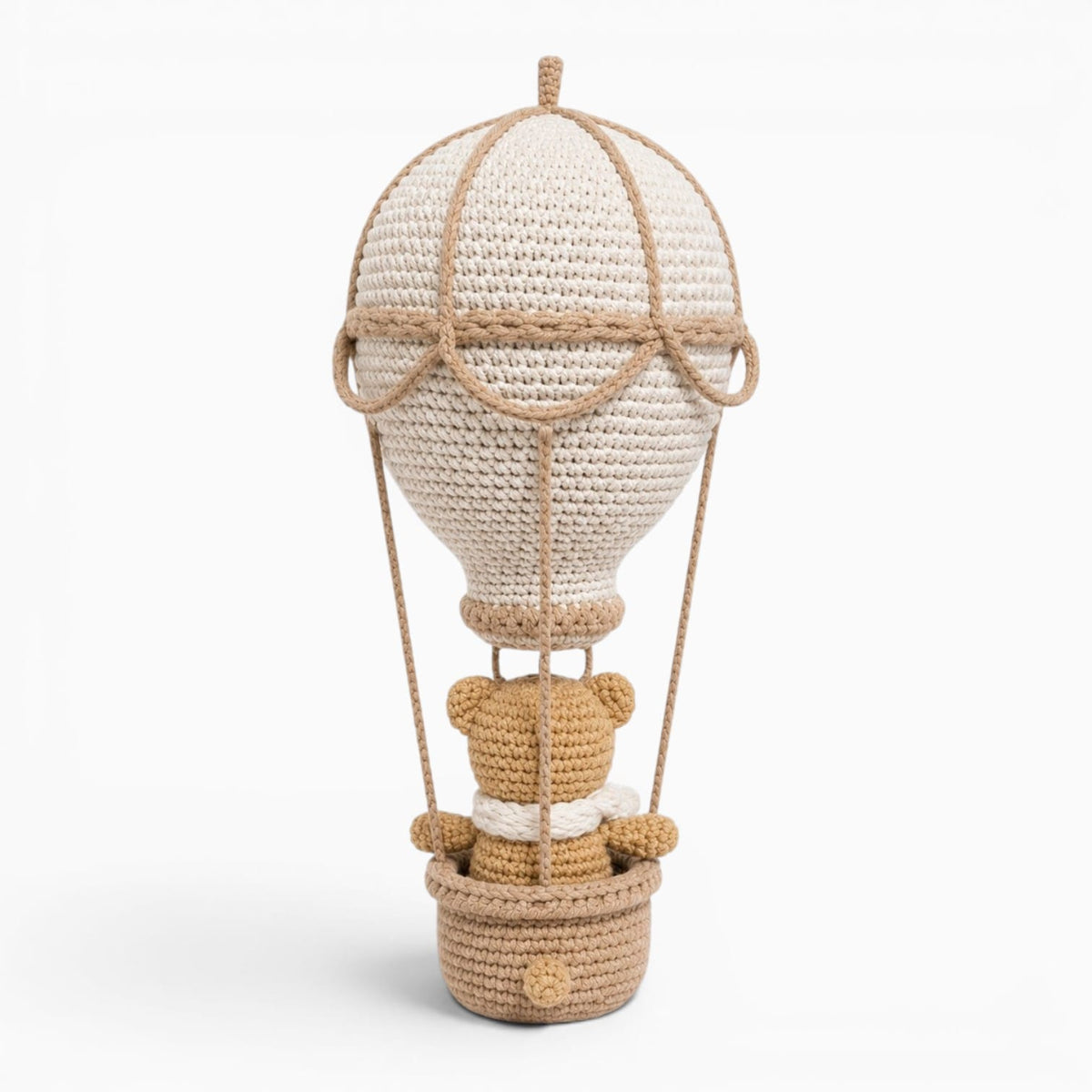 kuscheltierland Beige Gehäkelter Heißluftballon mit Bären Kuscheltier