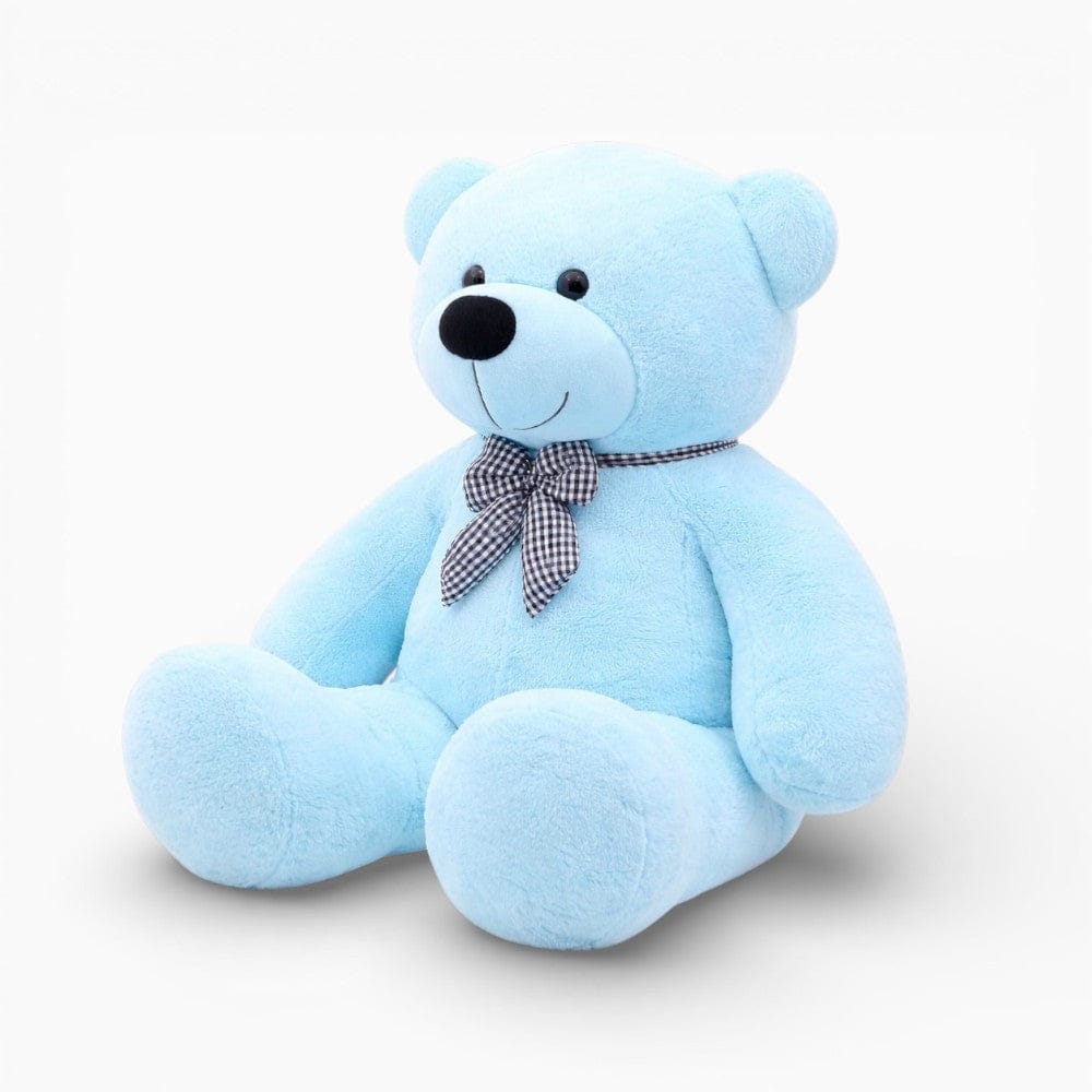 kuscheltierland Blau / 140cm Hellblauer Riesen-Teddybär mit karierter Schleife