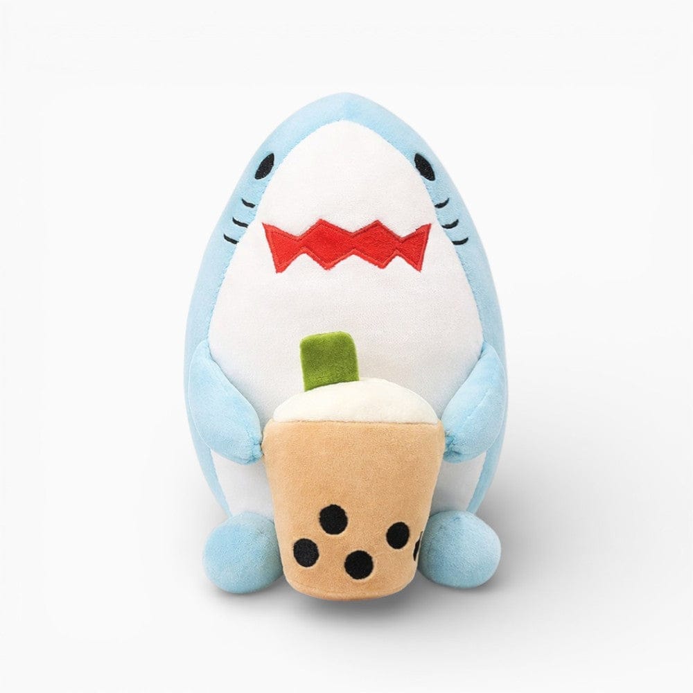 kuscheltierland Blau / 20 cm Blaues Haifisch-Plüschtier mit Bubble Tea