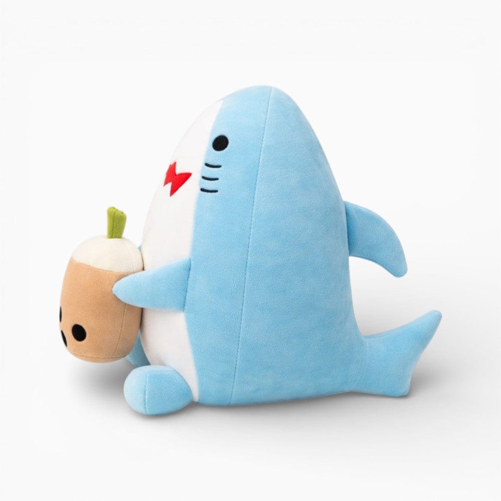 kuscheltierland Blau / 20 cm Blaues Haifisch-Plüschtier mit Bubble Tea