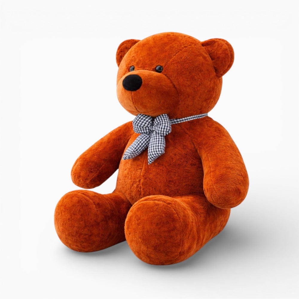 kuscheltierland Braun / 140cm Riesiger Kuscheltier Bär dunkelbraun mit karierter Schleife