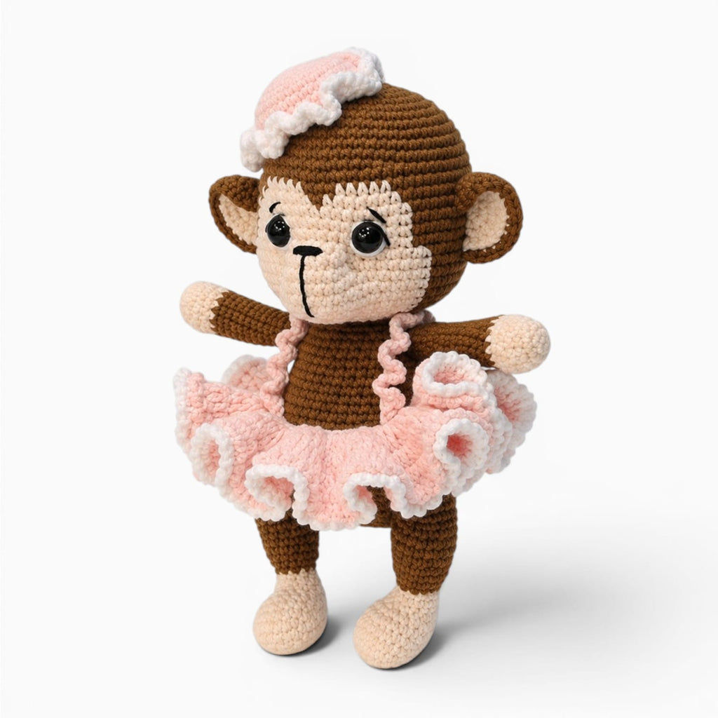 kuscheltierland Braun / 20cm Braunes gehäkeltes Affen Kuscheltier mit Tutu