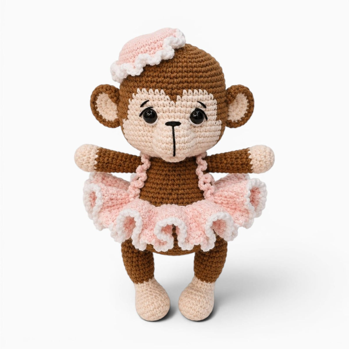 kuscheltierland Braun / 20cm Braunes gehäkeltes Affen Kuscheltier mit Tutu