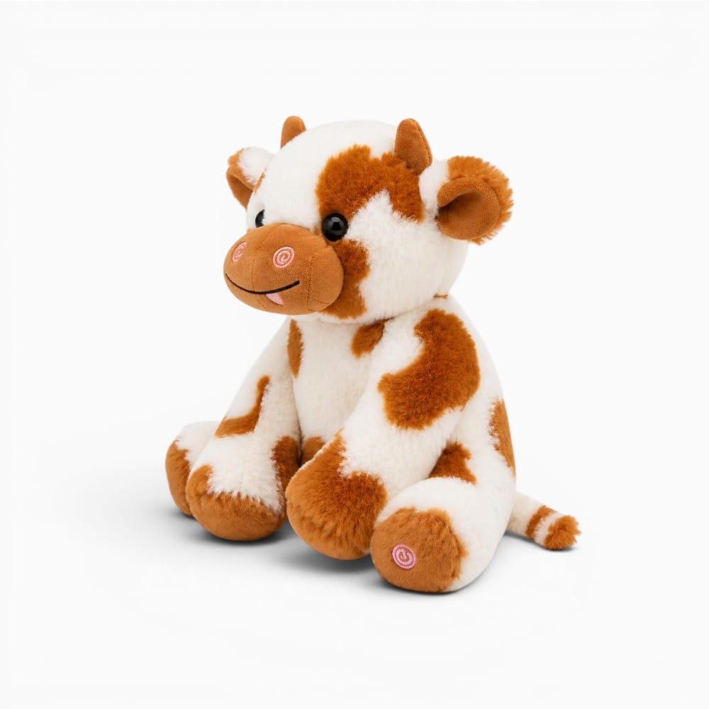 kuscheltierland Braun / 20cm Leuchtendes Kuh Plüschtier LED Braun Weiß