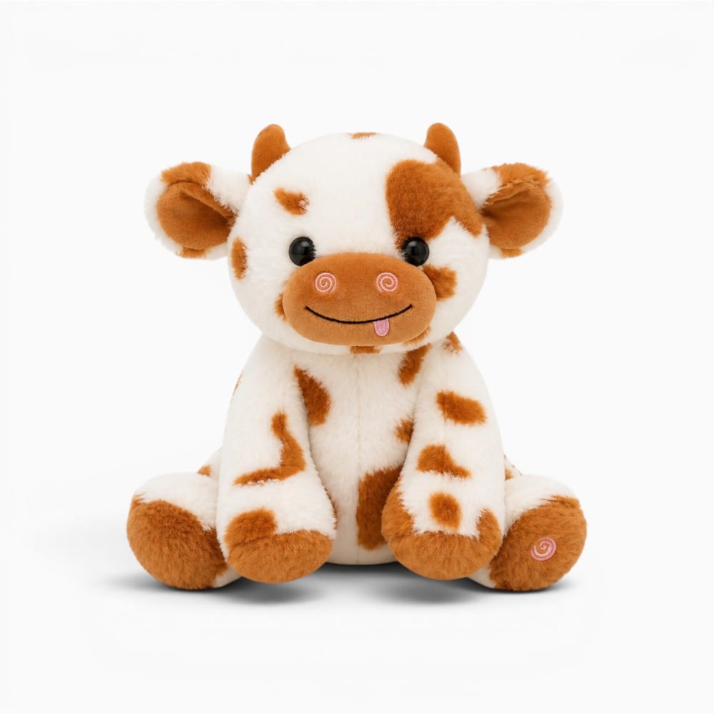 kuscheltierland Braun / 20cm Leuchtendes Kuh Plüschtier LED Braun Weiß