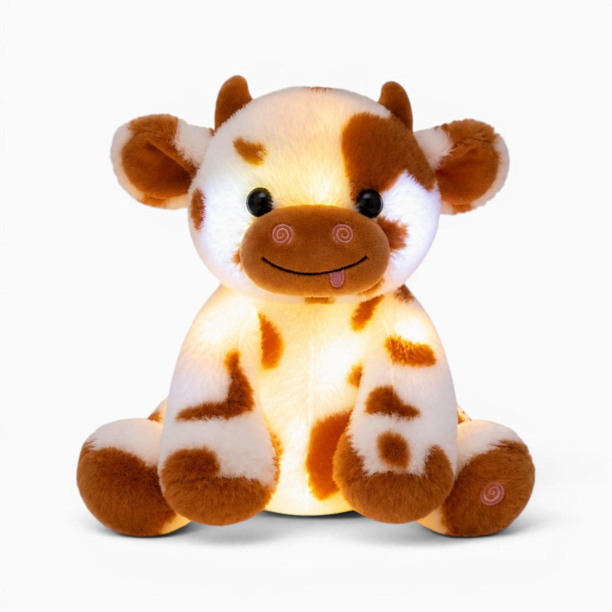 kuscheltierland Braun / 20cm Leuchtendes Kuh Plüschtier LED Braun Weiß