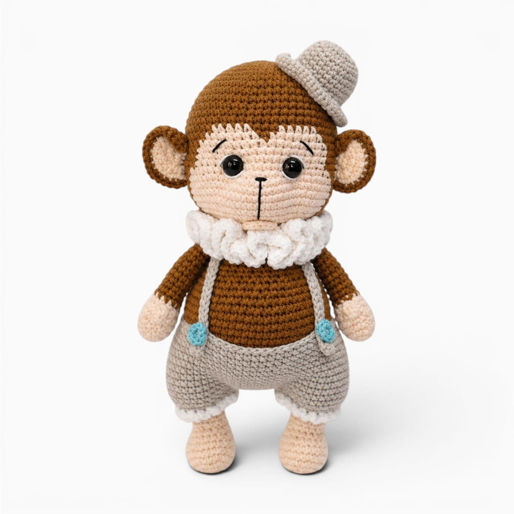 kuscheltierland Braun / 21cm Gehäkeltes Affen Kuscheltier mit Hut