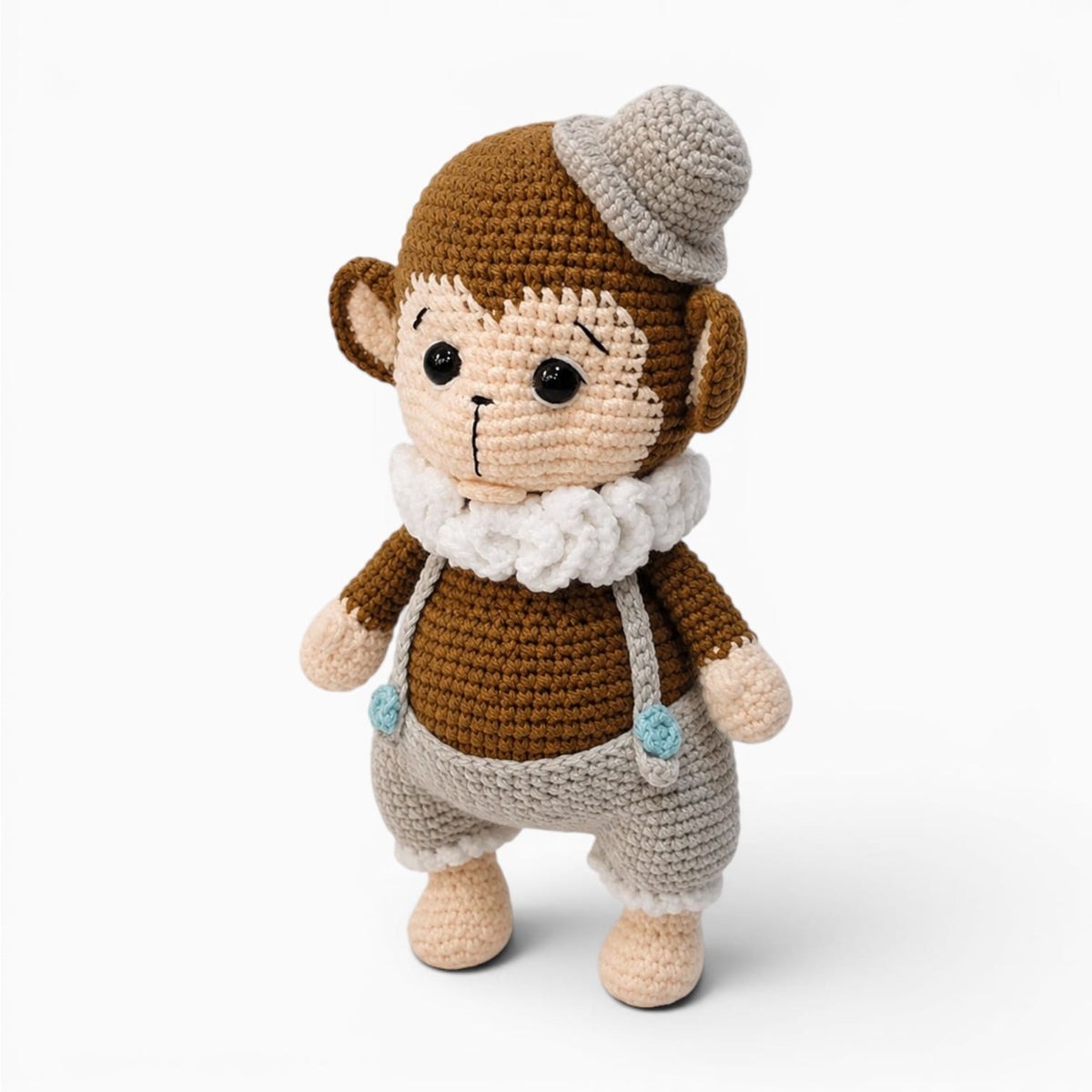 kuscheltierland Braun / 21cm Gehäkeltes Affen Kuscheltier mit Hut