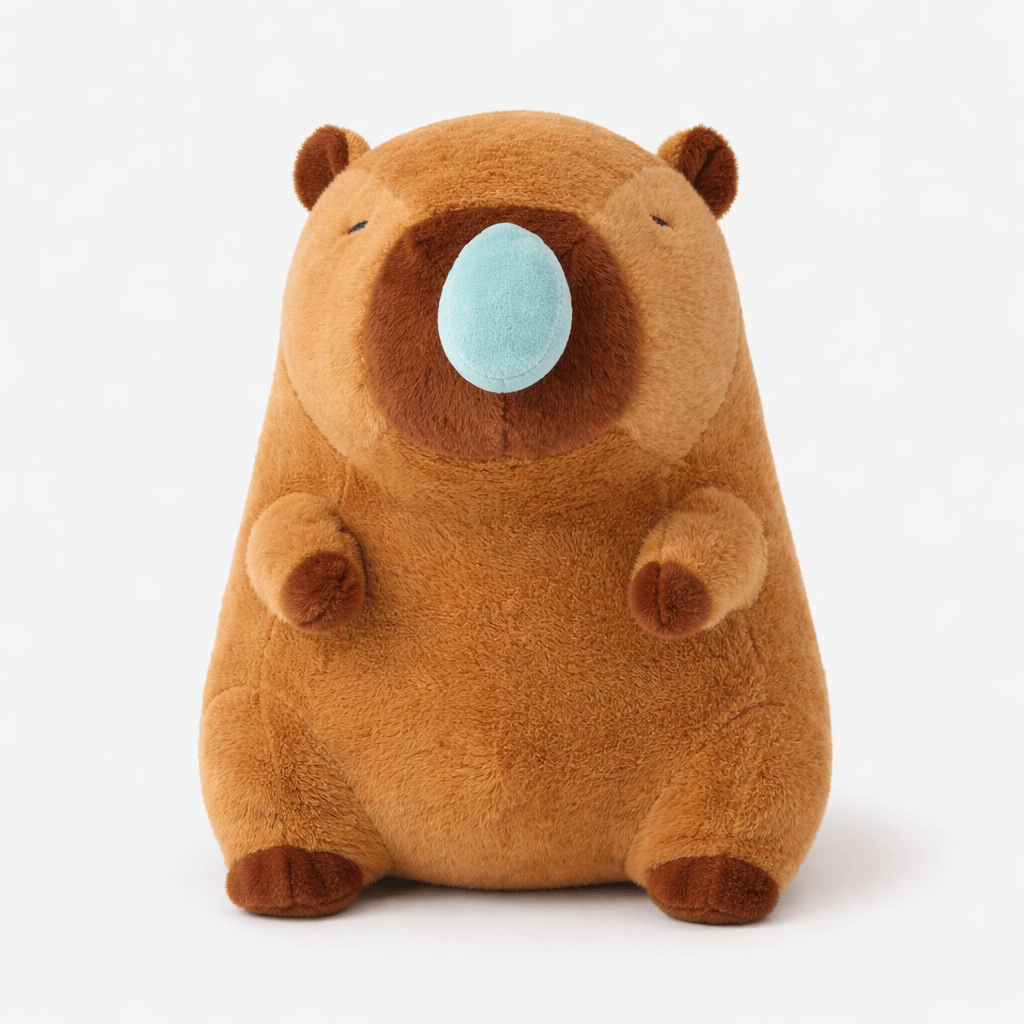 kuscheltierland Braun / 23cm Schlafendes Capybara Kuscheltier mit blauer Nasenblase