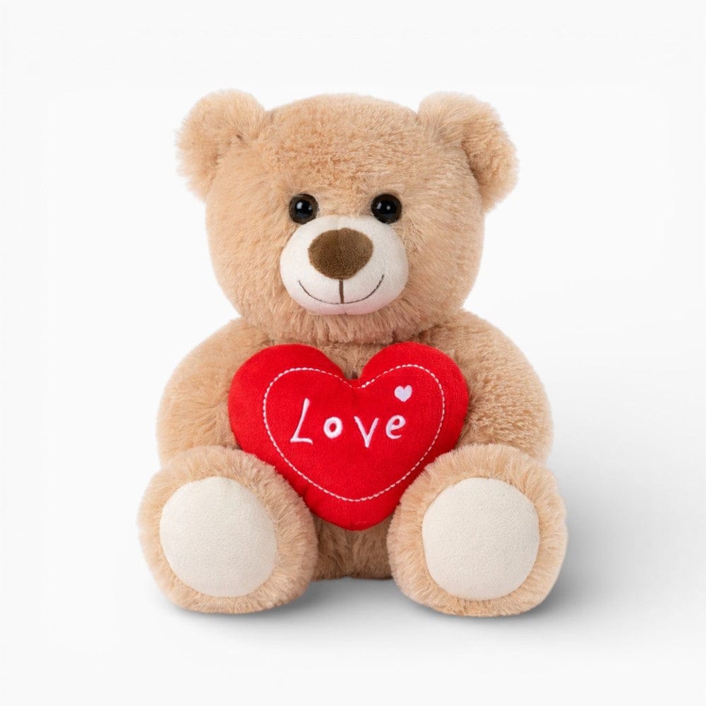 kuscheltierland Braun / 25cm Hellbrauner Teddybär mit rotem „Love“ Herz