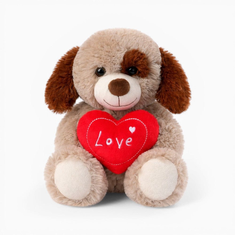 kuscheltierland Braun / 25cm Hund Kuscheltier mit Herz Valentinstag Geschenk