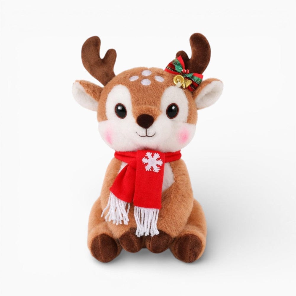 kuscheltierland Braun / 30cm Kuscheliges Rentier-Plüschtier mit Weihnachtsschal