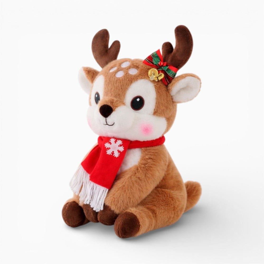 kuscheltierland Braun / 30cm Kuscheliges Rentier-Plüschtier mit Weihnachtsschal