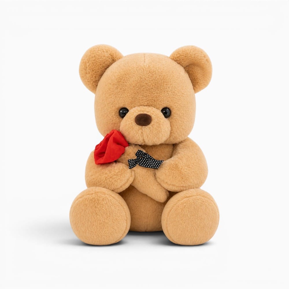 kuscheltierland Braun Beige Teddybär Plüschtier mit Rose