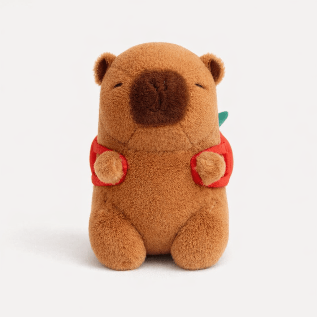 kuscheltierland Braun Capybara Kuscheltier mit Erdbeer-Rucksack