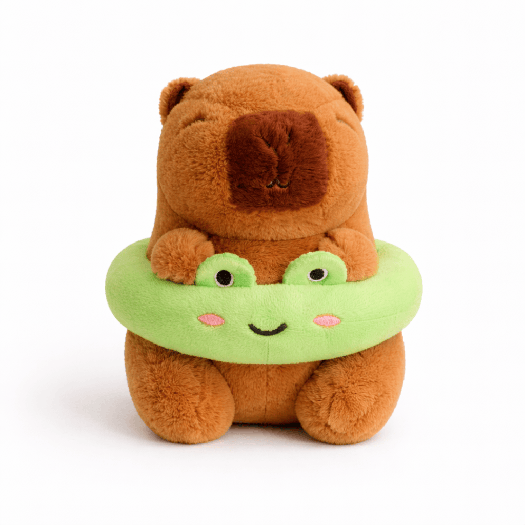 kuscheltierland Braun Capybara Kuscheltier mit Frosch-Schwimmring