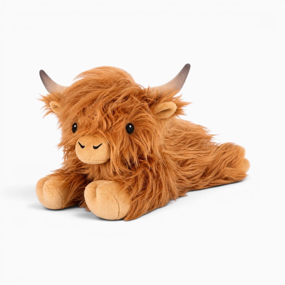 kuscheltierland Braun Kawaii Lying Highland Cow Plush Toy Soft Stuffed Animals Doll Highland Cow Puppet Cute Plushie Kawaii Kids Xmas Gifts Home Decor