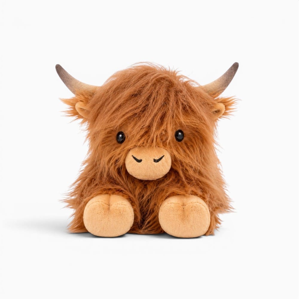 kuscheltierland Braun Kawaii Lying Highland Cow Plush Toy Soft Stuffed Animals Doll Highland Cow Puppet Cute Plushie Kawaii Kids Xmas Gifts Home Decor