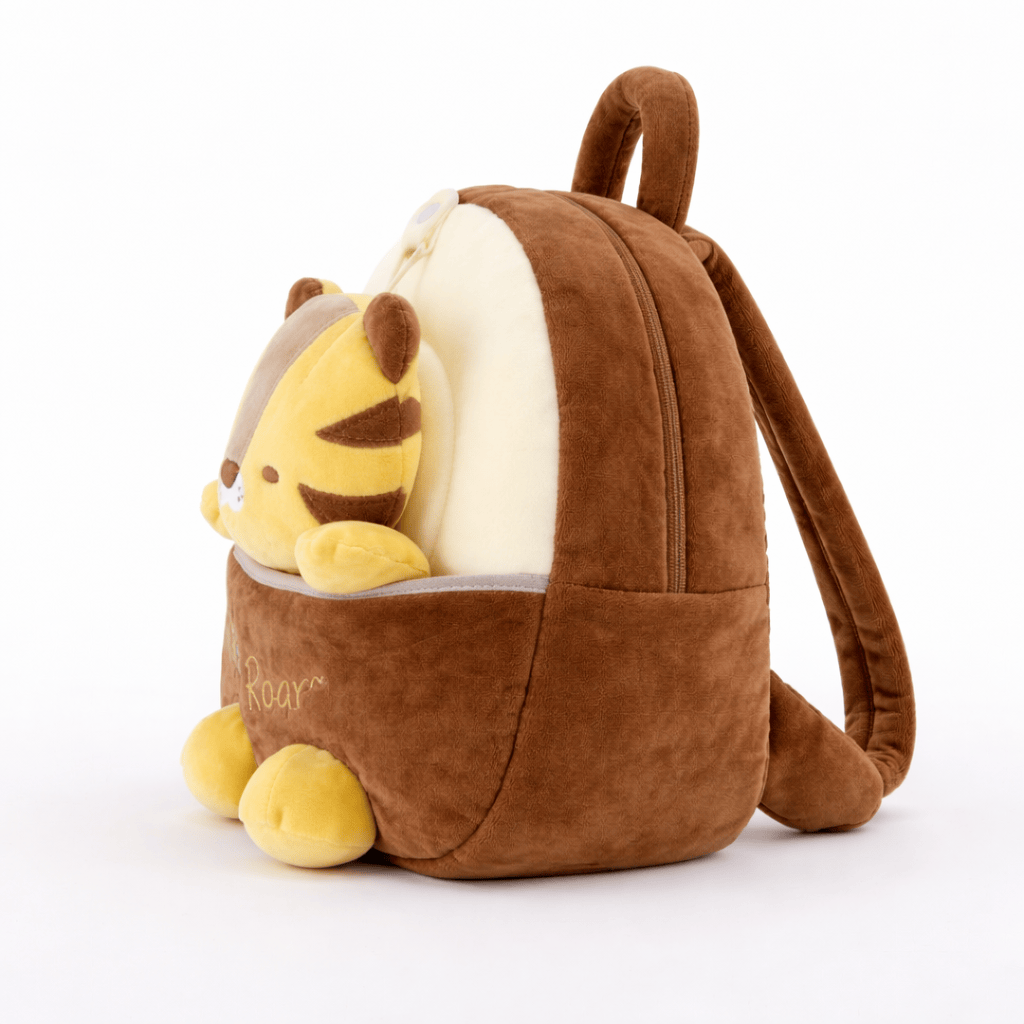 kuscheltierland Braun Tiger-Rucksack mit abnehmbarem Kuscheltier