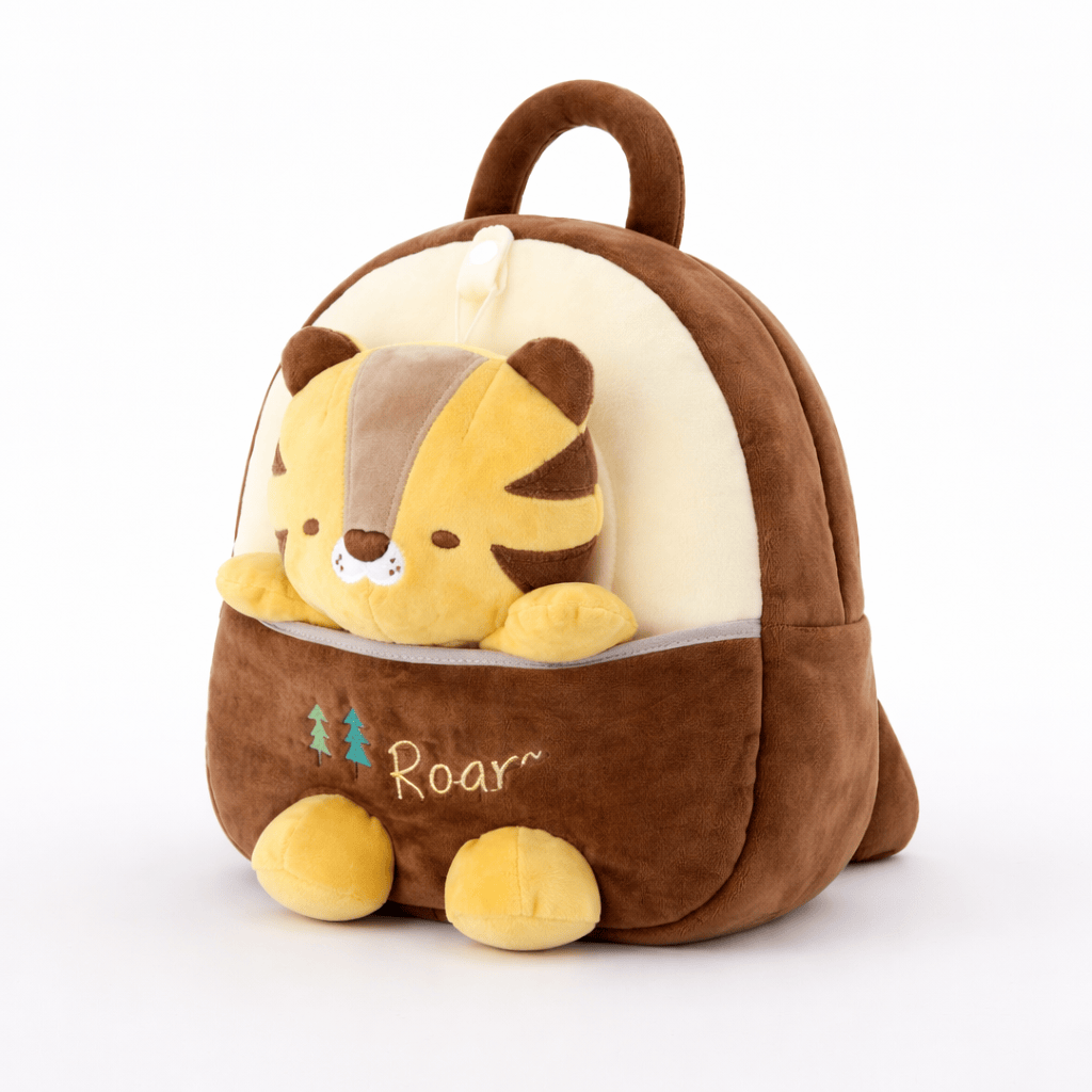 kuscheltierland Braun Tiger-Rucksack mit abnehmbarem Kuscheltier