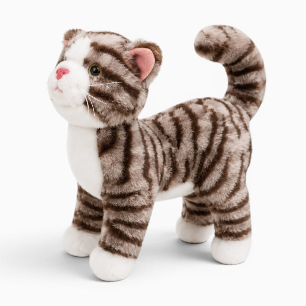 kuscheltierland Braun-weiß gestreiftes / 25cm Braun-weiß gestreiftes Katzen Kuscheltier