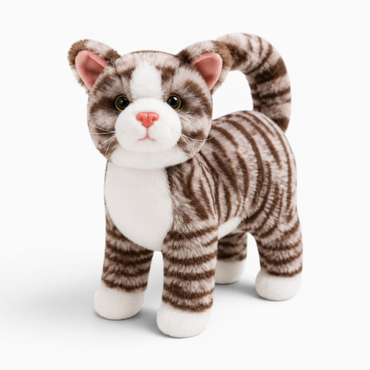 kuscheltierland Braun-weiß gestreiftes / 25cm Braun-weiß gestreiftes Katzen Kuscheltier