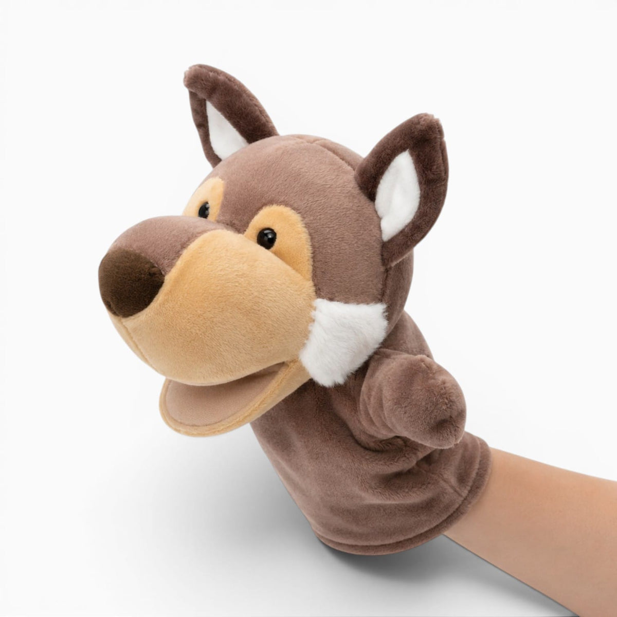 kuscheltierland Braun Wolf Kuscheltier Handpuppe