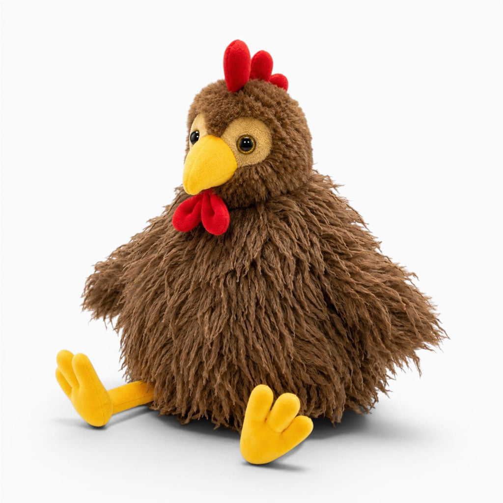 kuscheltierland Brown / 28cm 28cm Fluffy Rooster Plush Long-Hair Cute Chicken Stuffed Animal, Super Soft Kawaii Birthday Gift for Kids&Farm Lovers Home Decor