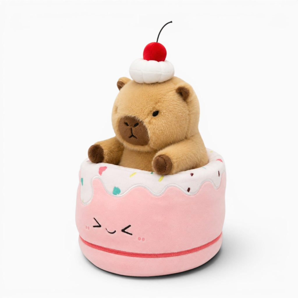 kuscheltierland C / 20CM Kapibala Smile Croissant Cup cake Plush Toy Cute Dessert Break Capybara Stuffed Doll Funny Food Home Decor Kid Birthday Gift