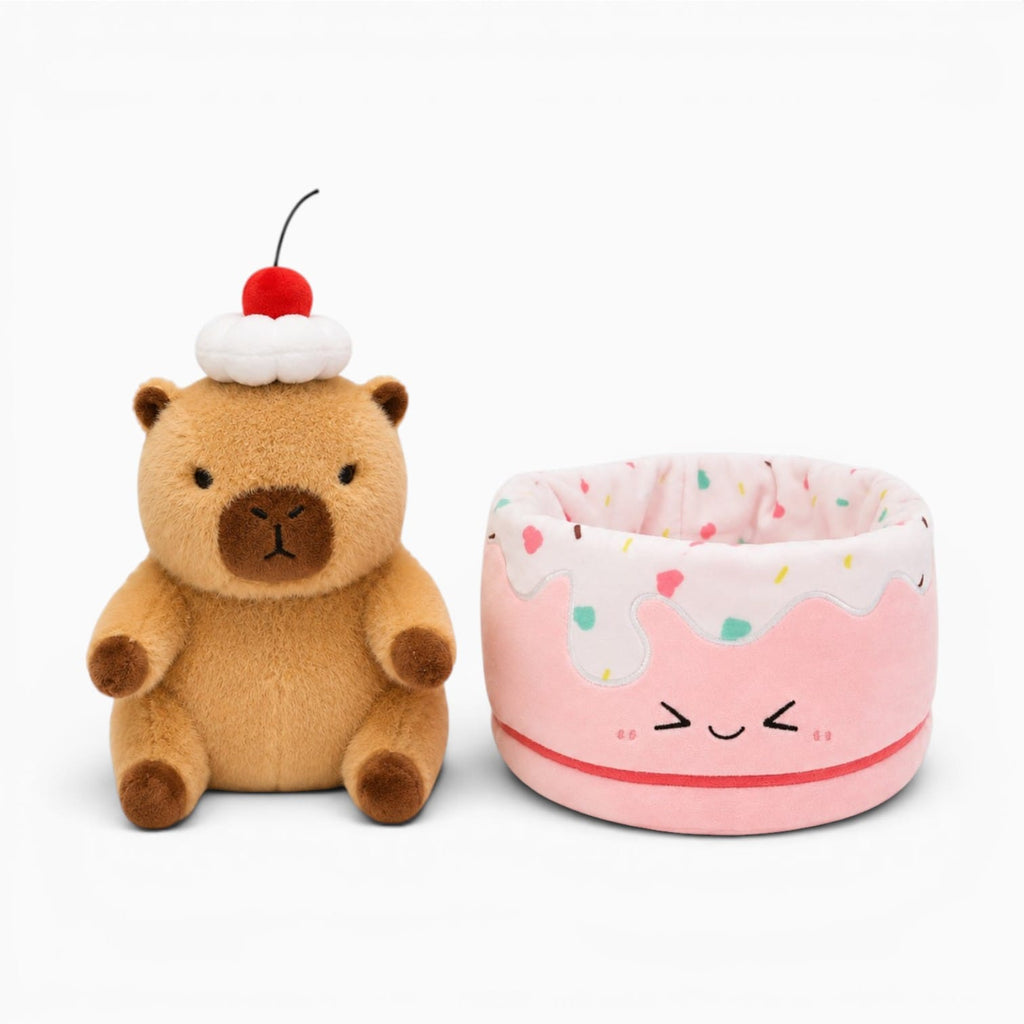 kuscheltierland C / 20CM Kapibala Smile Croissant Cup cake Plush Toy Cute Dessert Break Capybara Stuffed Doll Funny Food Home Decor Kid Birthday Gift