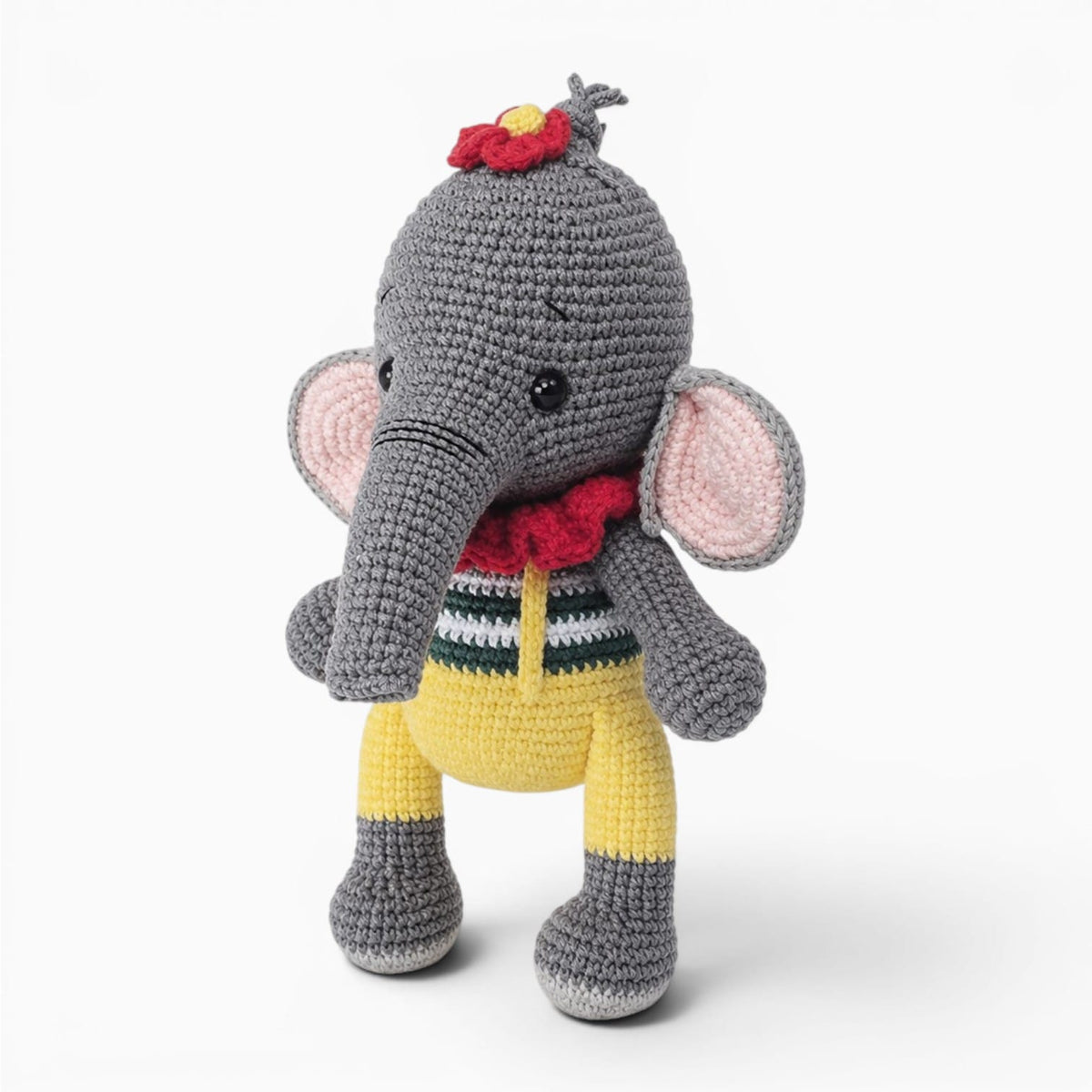 kuscheltierland Grau / 21cm Graues gehäkeltes Elefanten Kuscheltier mit Schal