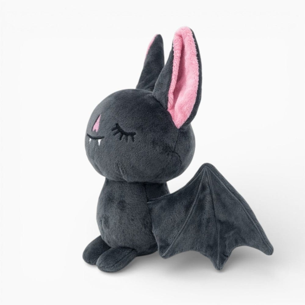 kuscheltierland Grau / 22 cm Dunkelgraue Fledermaus-Kuscheltier mit schlafendem Gesicht