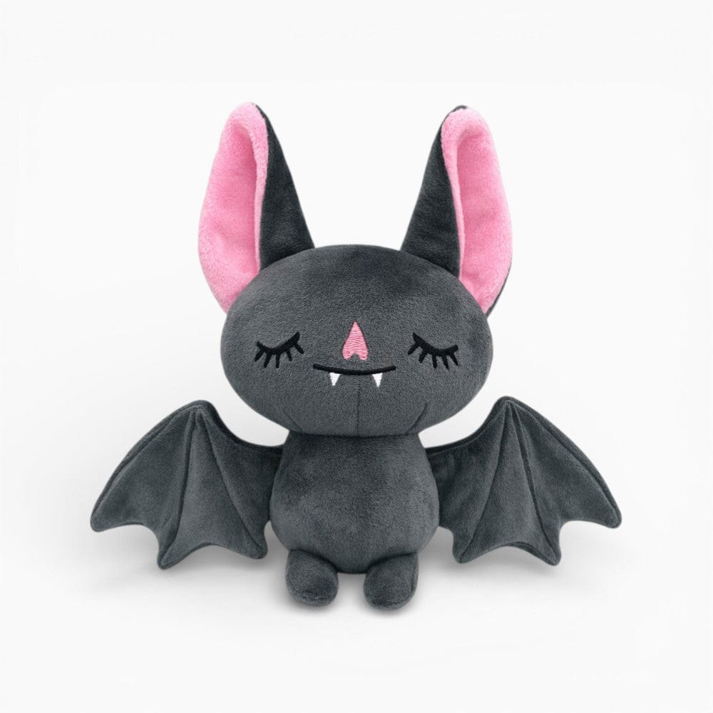 kuscheltierland Grau / 22 cm Dunkelgraue Fledermaus-Kuscheltier mit schlafendem Gesicht