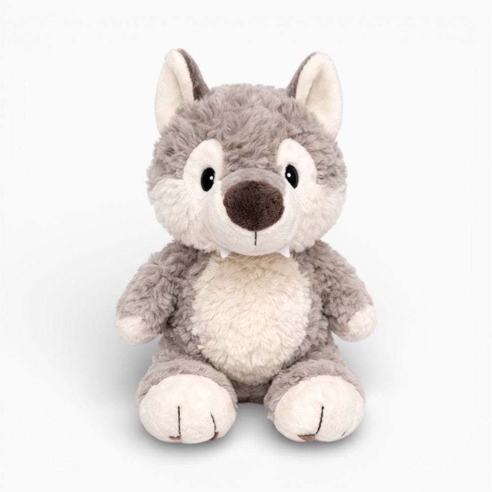 kuscheltierland Grau / 25cm Grauer Wolf Kuscheltier für Kinder sitzend