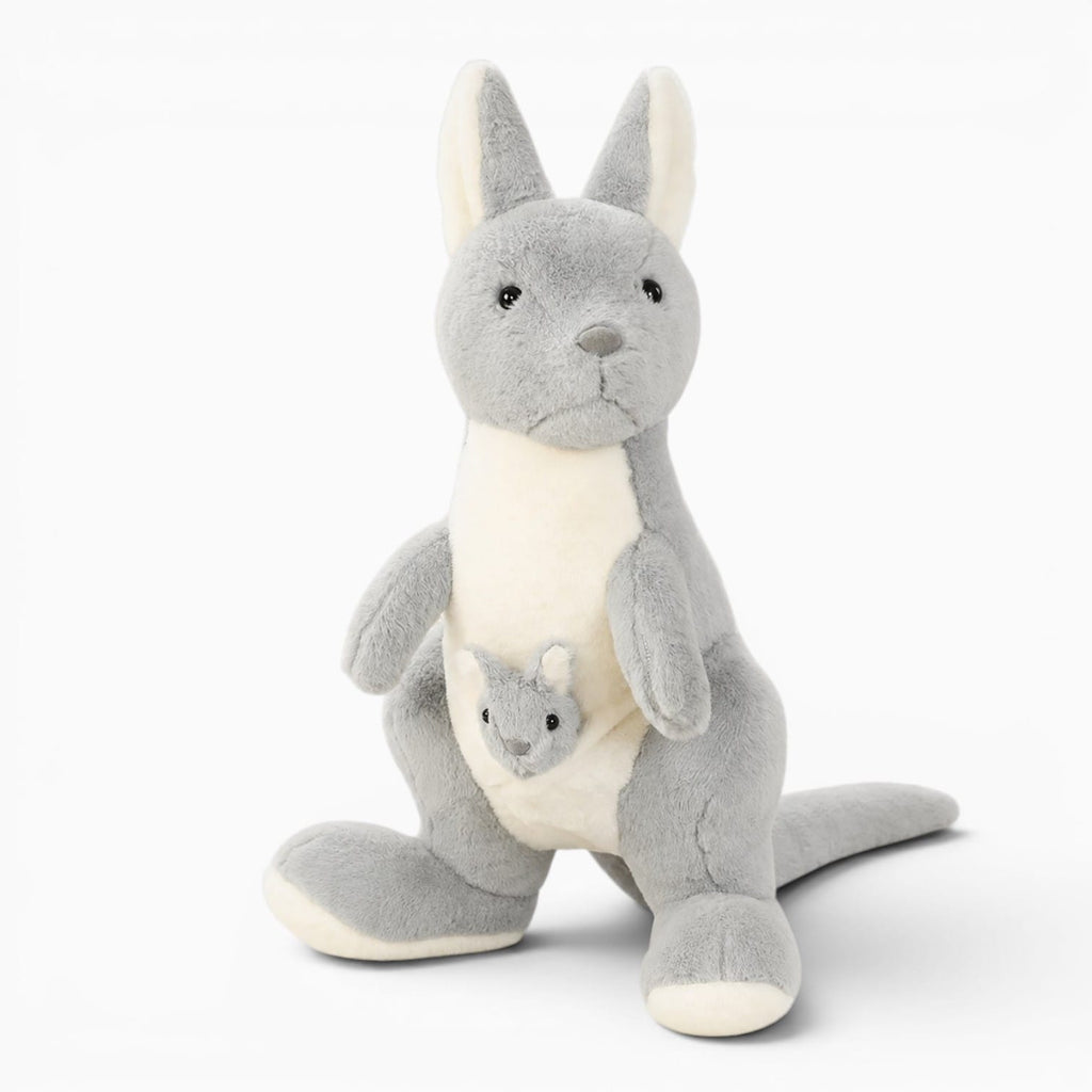 kuscheltierland Grau / 45cm Känguru Kuscheltier Mit Baby