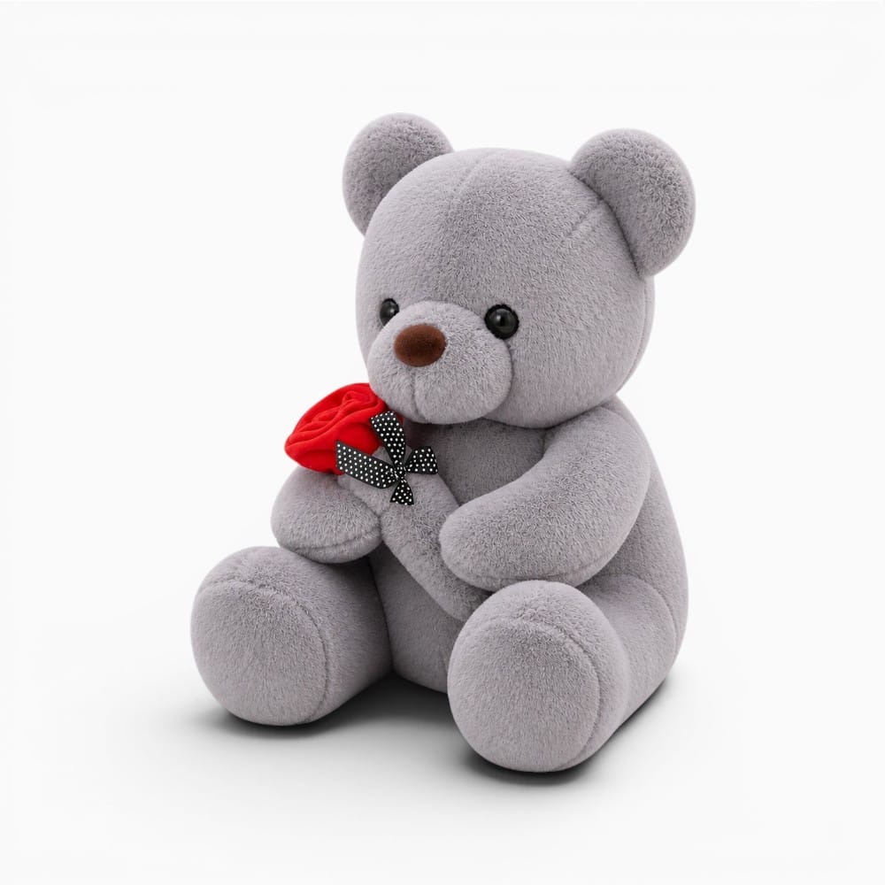 kuscheltierland Grau Grau Teddybär Plüschtier mit Rose
