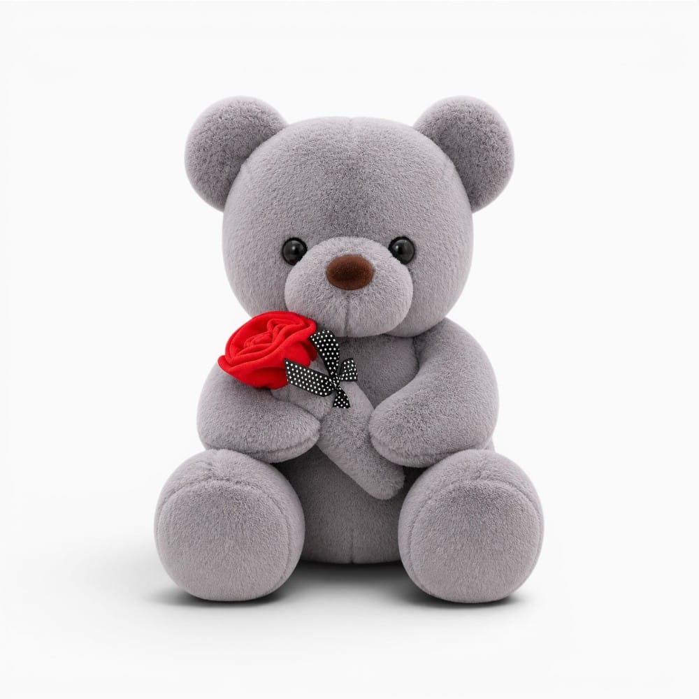 kuscheltierland Grau Grau Teddybär Plüschtier mit Rose