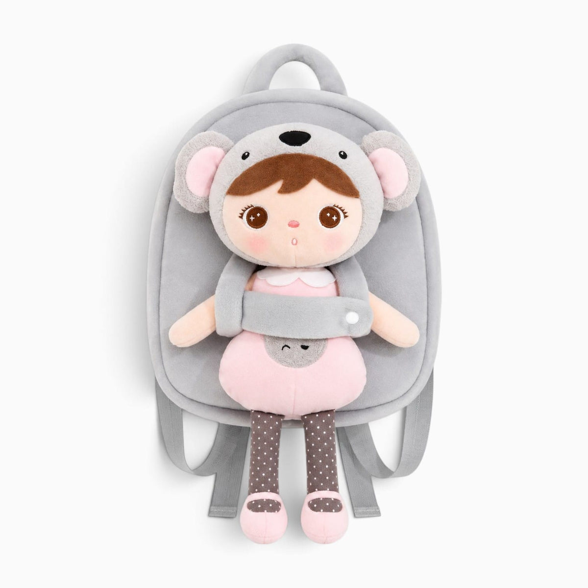 kuscheltierland Grau Grauer Plüsch-Rucksack mit Koala-Puppe